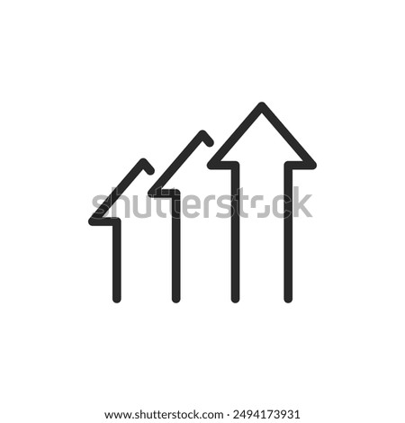 Upward arrows, linear style icon. growth or increase. Editable stroke width.