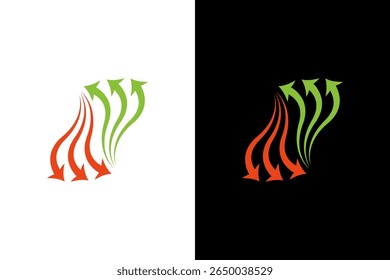 Upward Arrows in Red and Green