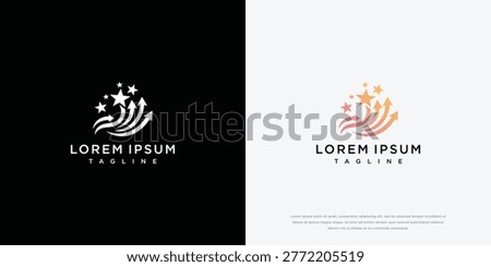 Upward Arrows with Stars and Waves Logo