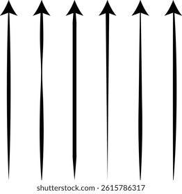 Upward black arrows graphic element set