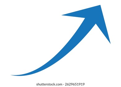 Upward blue curved arrow icon Business Growth, Success, Finance, Profit Increase, Positive Trend, Analytics, Marketing, Economic Rise, Stock Market, Investment, and Performance Concept