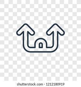Upward concept vector linear icon isolated on transparent background, Upward concept transparency concept in outline style
