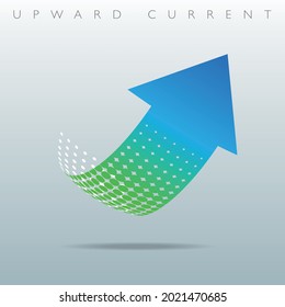 Upward current. Arrow graphics. Design element.