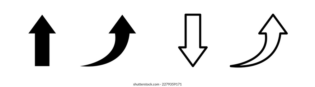 Upward and curve arrow icons collection design vector. Direction button symbol.