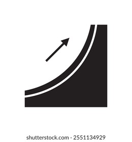Icono plano del símbolo de la escalera mecánica de la dirección ascendente, aislado en el fondo blanco. 