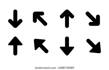 Upward and downward arrow icon set in generic style. Up and down direction sign symbol