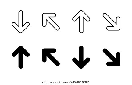 Conjunto de iconos de flecha arriba y abajo. Símbolo de dirección arriba y abajo