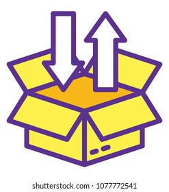 
Upward and downward arrows in parcel symbolising package processing
