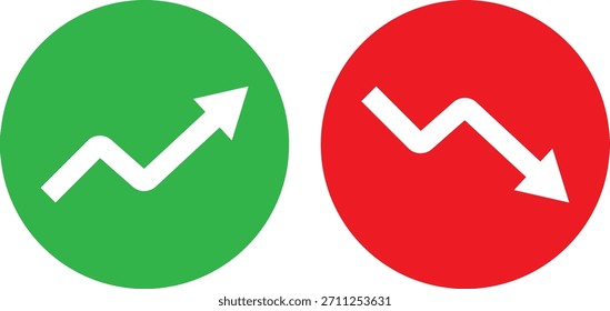 Conjunto de iconos hacia arriba y hacia abajo. Símbolos de flechas direccionales. Aumentar Iconos de Disminución. Signos de crecimiento y declive. signo de movimiento de Vertical

