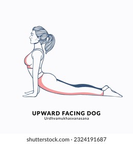 UPWARD FACING DOG pose. Young woman practicing Yoga pose. Woman workout fitness, aerobic and exercises