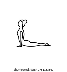 upward facing dog, yoga, pose line illustration icon on white background