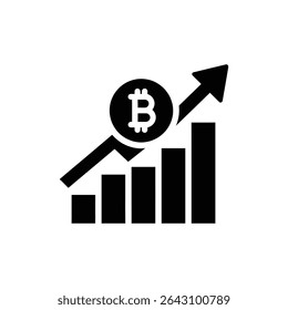 Gráfico financeiro para cima com Bitcoin ícone de dica de criptomoeda