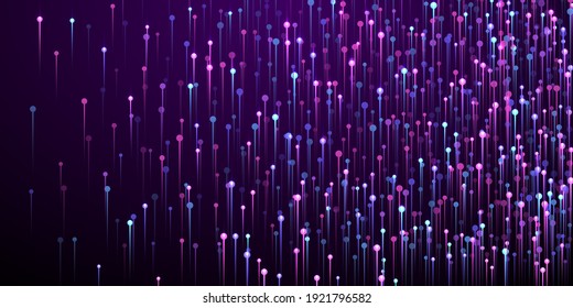 Upward glowing line beams speed motion concept. Tech neon purple electronic elements. Electronic industry lines shift up visual illustration. Speed motion progressive backdrop.