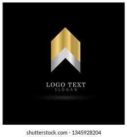 Upward Gold Silver Logo. Symbol & Icon Vector Template.