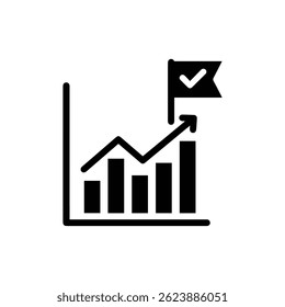 Upward Graph with Check Flag Minimal Black Icon