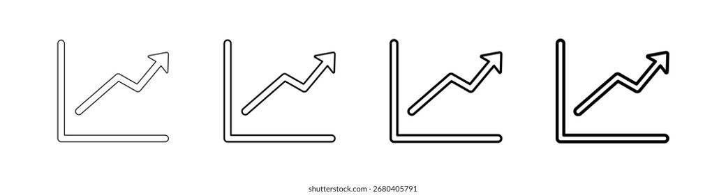 Upward Graph Icons Set In Various Stroke Line Styles