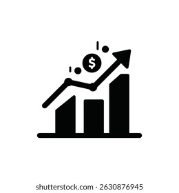 Upward Graph Overlayed with Coin for Value Tracking and Growth