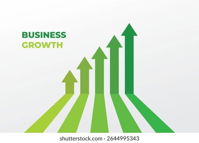 Upward green arrows representing business growth and success concept.