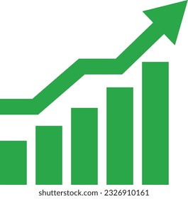 upward green graph icon on white background