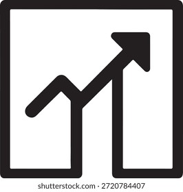 Ícone de gráfico de crescimento ascendente representando sucesso, aumento de desempenho, crescimento financeiro e progresso. Vetor sólido limpo para visuais de negócios e marketing.