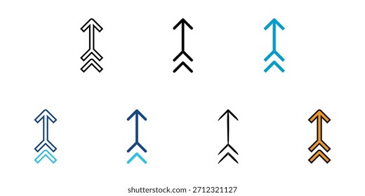 Upward icon set multiple style vector collection. Editable Stroke 
