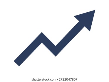 Upward line graph with blue arrow to represent business success and growth