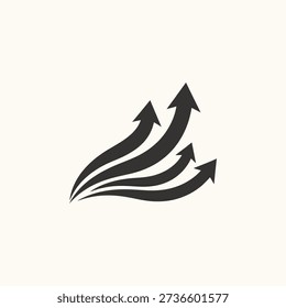 Icono de flechas negras en movimiento hacia arriba. Símbolo de crecimiento, éxito, progreso y dirección hacia adelante.