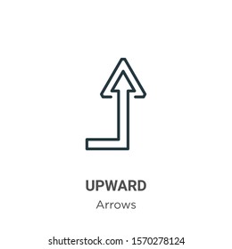 Upward outline vector icon. Thin line black upward icon, flat vector simple element illustration from editable arrows concept isolated on white background