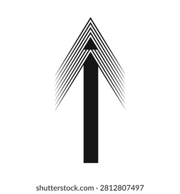 upward pointing arrow with dynamic thin line wings vector icon isolated on white background