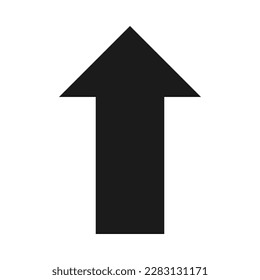 Upward pointing arrow silhouette shape icon. A black direction symbol. Isolated on a white background.