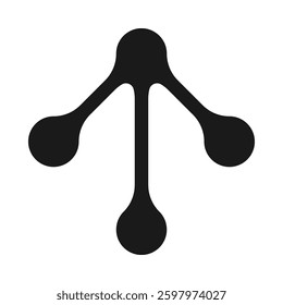 Upward pointing mini metaball arrow icon. A vertical direction symbol. Isolated on a white background.