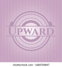 Upward realistic pink emblem. Vector Illustration. Detailed.