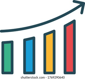Upward Risig Arrow with Bar Chart Concept, Exponential  Growth Vector Icon Design, Business and Finance Symbol on white background