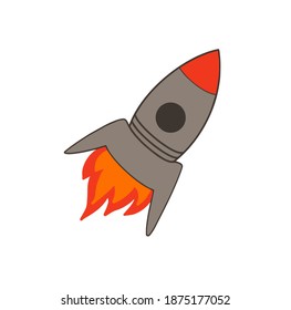 Upward rocket. Rocket launch, business or project startup concept, vector eps10 illustration