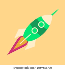 Upward rocket with round window illustration