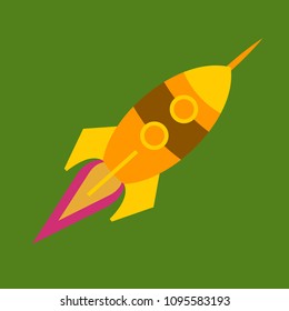 Upward rocket with round window illustration