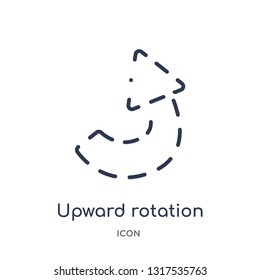 upward rotation with broken icon from user interface outline collection. Thin line upward rotation with broken icon isolated on white background.