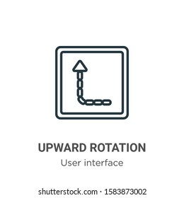 Upward rotation with broken line outline vector icon. Thin line black upward rotation with broken line icon, flat vector simple element illustration from editable user interface concept isolated on 