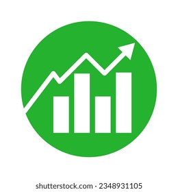 Upward round green bar graph. Vector.