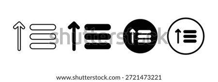 Upward sort and ascending list icons set for user interface design and web design. Sort icon. vector illustration