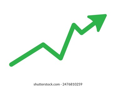 Upward stepping green arrow. Growth Bar green  step to growth success vector illustration on white. Progress way and forward achievement creative concept. Bar graph.