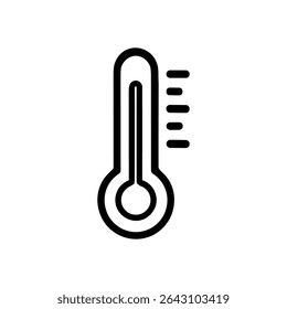 Upward temperature displayed on thermometer. Icon symbol illustration
