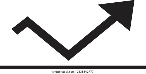 Upward Trend Arrow Graph Icon on White Background