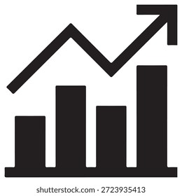 Icono de Vector de rendimiento empresarial de tendencia ascendente aislado sobre fondo blanco