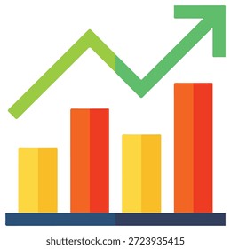 Icono del Vector del gráfico financiero de la tendencia ascendente aislado en el fondo blanco