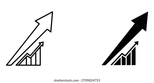 Gráfico de Tendência para Cima e gráfico de Ícones de Seta