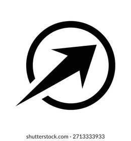 Upward trending arrow in a circle, symbolizing growth, progress, and direction, isolated on