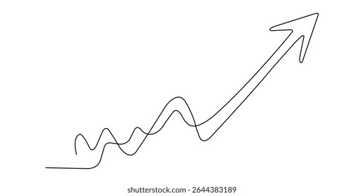 Upward Trending Arrow Line Art Growth Success Business Chart Graphic Design Element
