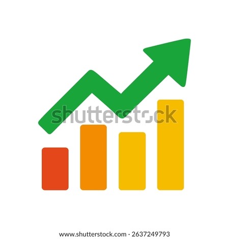 Upward trending bar graph icon illustration design element
