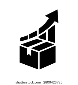 Upward trending graph superimposed on a parcel symbolizing logistics expansion and commercial advancement for business strategy.